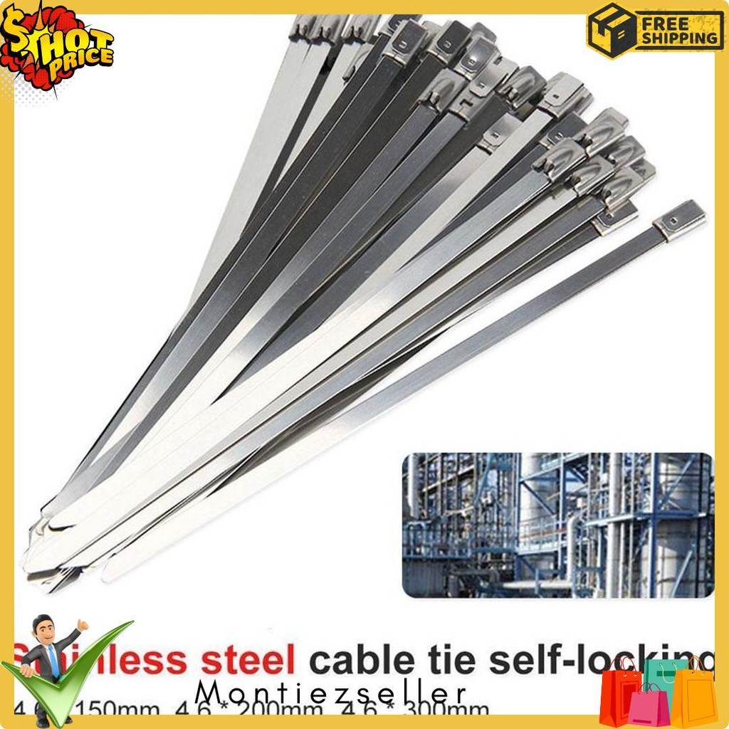

50Pcs 15/20/30Cm Kabel Ties Stainless Steel Cable Ties Kabel Tis Steel 304 Diskon Setengah Harga