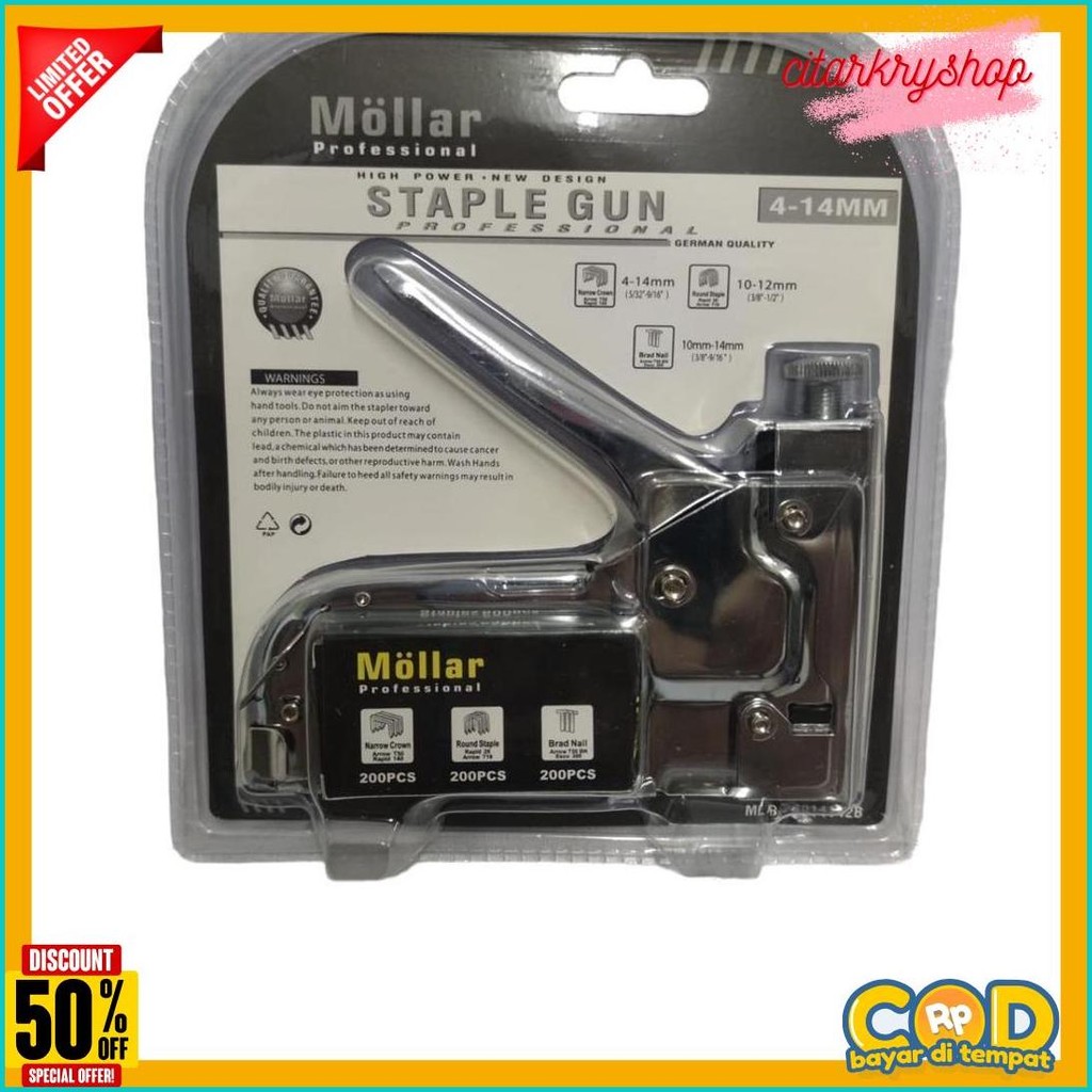 

Gun Tacker Alat Staples Dan Paku Tembak 3In1 / Staple Gun Mollar 4-14Mm / Stapler Tembak Manual Diskon