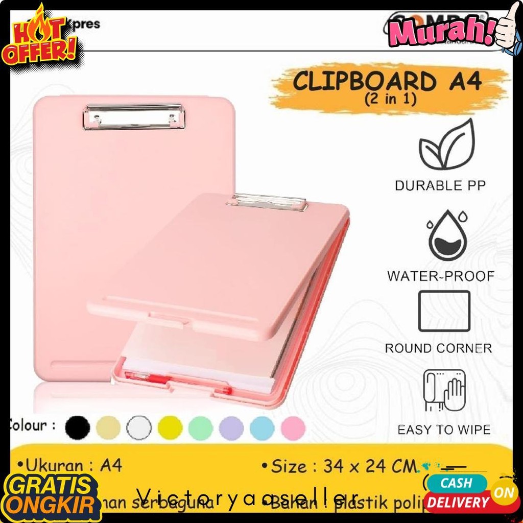 

Clipboard + Storage Alas Papan Ujian / Papan Jalan 2In1 / Clipboard 2 In 1 / Clip Board A4 Terlengkap Dan Termurah
