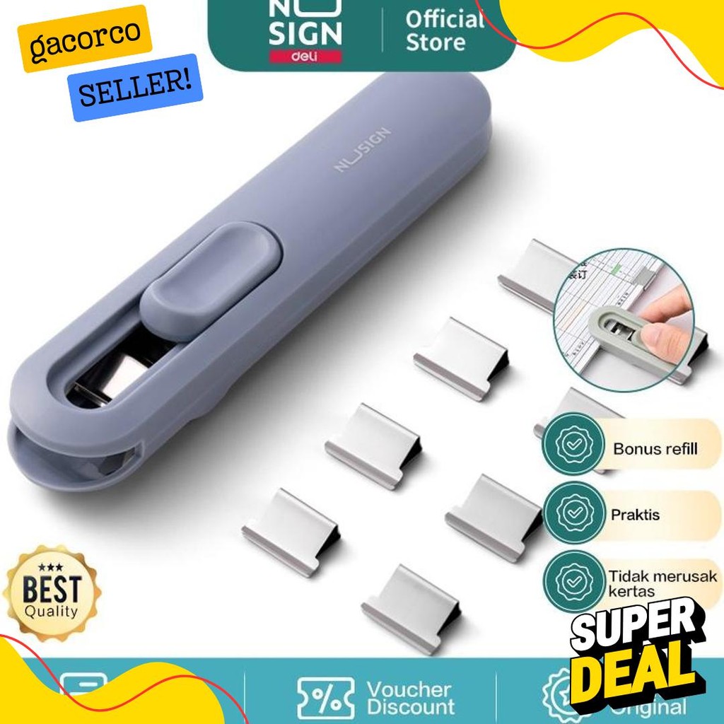 

Nusign Fastener / Binder Clip / Penjepit Kertas Otomatis Gratis 8 Buah Clip Ns085 Diskon Setengah Harga
