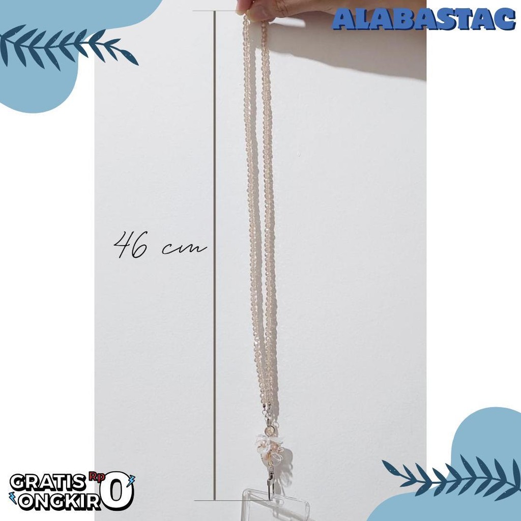 

[Lalaluna] Lanyard Crystal Beads Aesthetic | Gantungan Id Card Kantor - Bloom Terlaris! Produk Ini Banyak Dicari