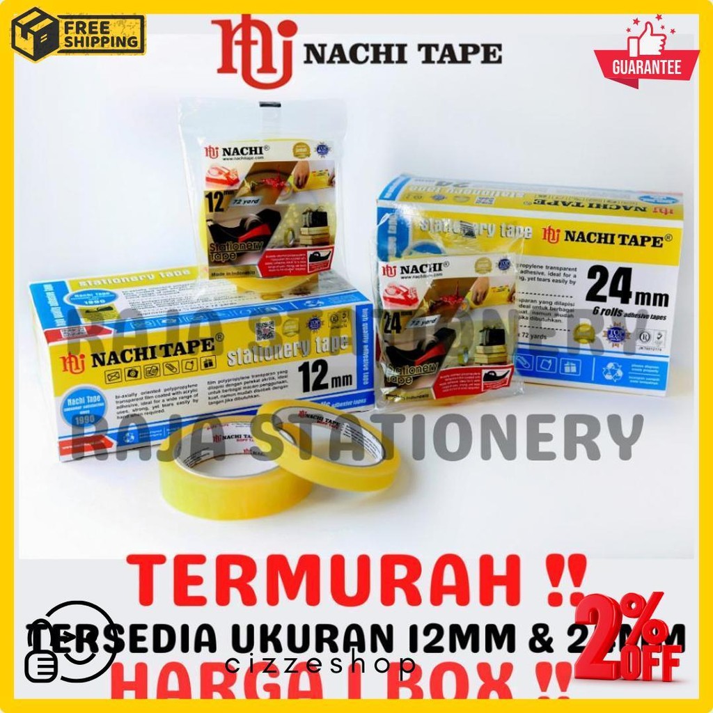 

Nachi Stationery Tape 12Mm 24Mm Selotip Solatip Lakban Solasi Isolasi Nachi [1 Box] Terlaris! Produk Ini Banyak Dicari