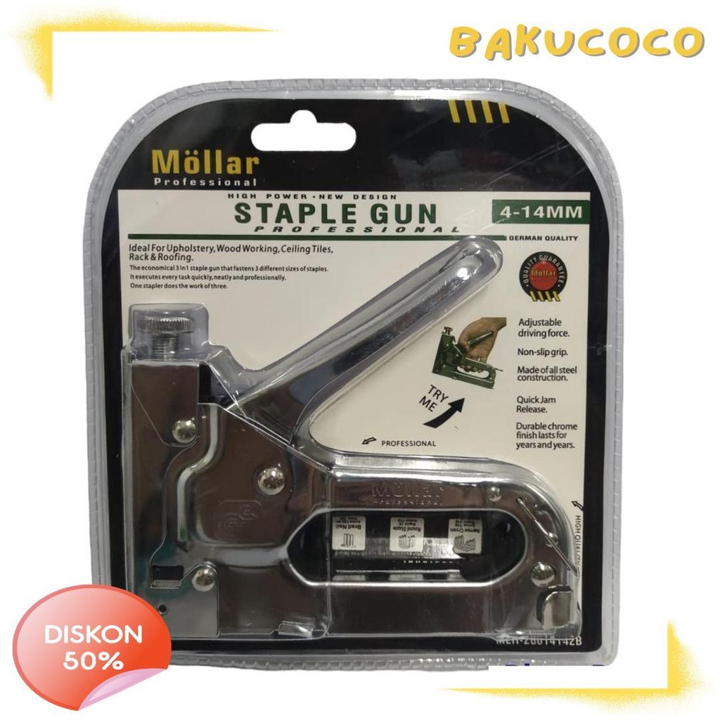 

Gun Tacker Alat Staples Dan Paku Tembak 3In1 / Staple Gun Mollar 4-14Mm / Stapler Tembak Manual Terlengkap Dan Termurah