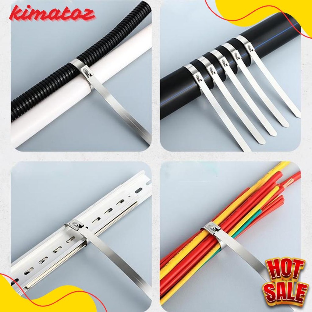 

50Pcs 15/20/30Cm Kabel Ties Stainless Steel Cable Ties Kabel Tis Steel 304 Flash Sale! Diskon Hingga 70%