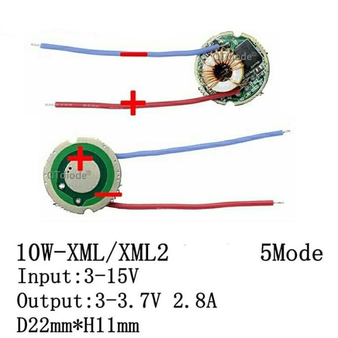 Produk Unggulan] DRIVER LED CREE 10W XML XML2 T6 3 - 15 volt Dc 2800 mA 10 watt 5 mode