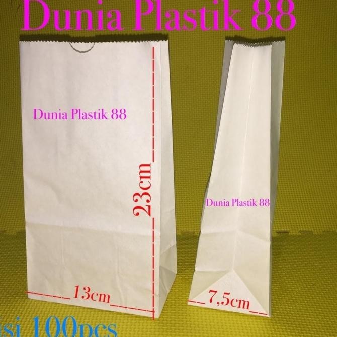 

(Good) isi100PC paper bag flat KANTONG KERTAS PUTIH makanan GORENGAN food kue