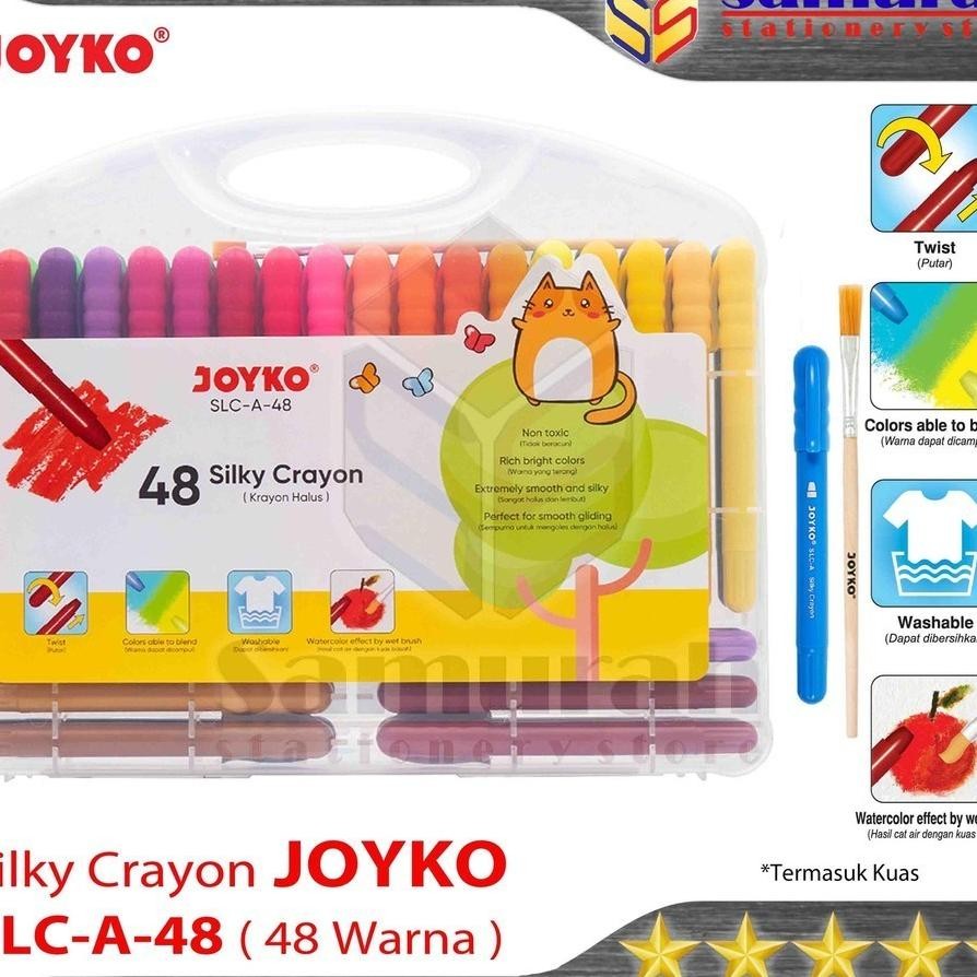 

Crayon Silky Slc A 48 Warna + Kuas / Krayon Halus Lembut Slc-A-48 Hard Case Tidak Beracun