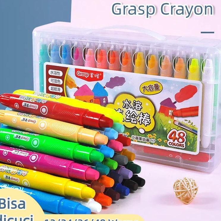 

Krayon Warna / Crayon Genggam/ Krayon Sutra/Krayon Warna Pigmen Guas Berputar Tangan Anti Lengket 12/24/36/48 Warna