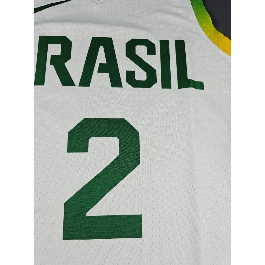 Heatpress Baju Jersey Basket Yago Santos Brazil Basketball Team Putih Co