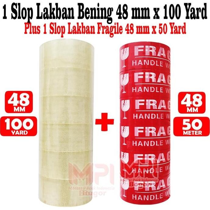

Promo PAKET HEMAT LAKBAN - 1 SLOP Lakban Bening MPI 48 mm x 100 yard + 1 SLOP Lakban Fragile Merah 50 yard - Master Pack Indonesia Bogor COD