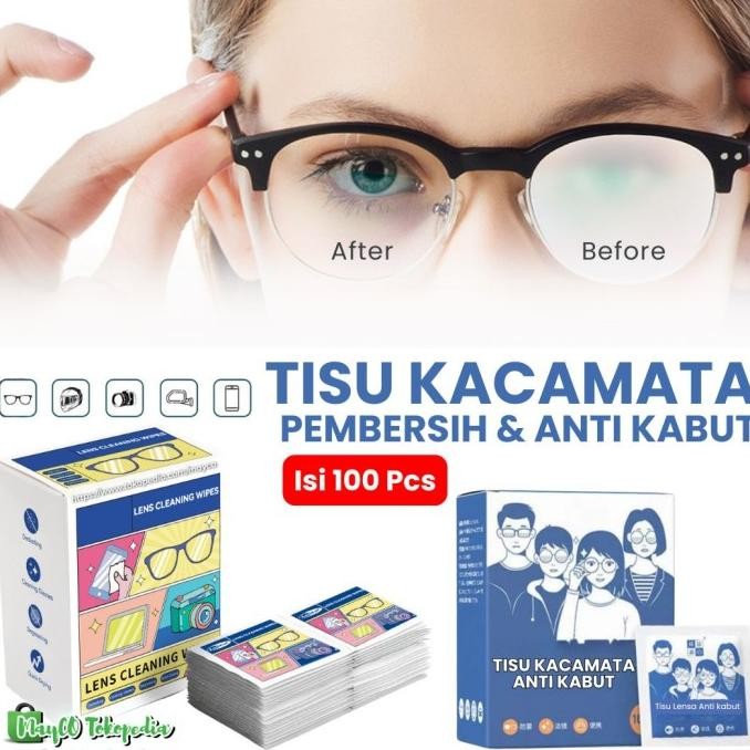 Tisu Pembersih Lensa Kaca Mata Anti Fog Embun Uap Universal 100Pcs Box
