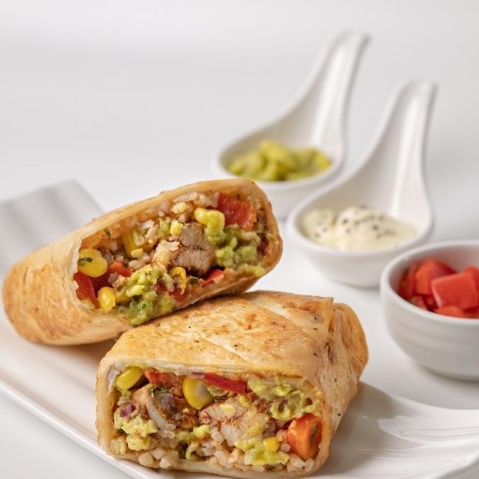 

(Good) High PROTEIN Burrito Chicken Wrap. Low Calories, Diet,Healthy,Catering