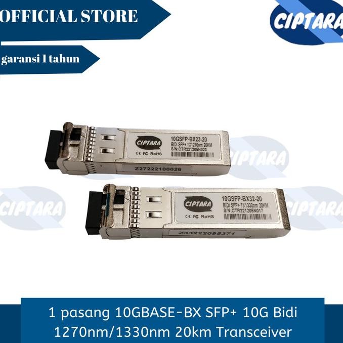 1 pasang 10GBASE-BX SFP+ 10G Bidi 1270nm/1330nm 20km Transceiver