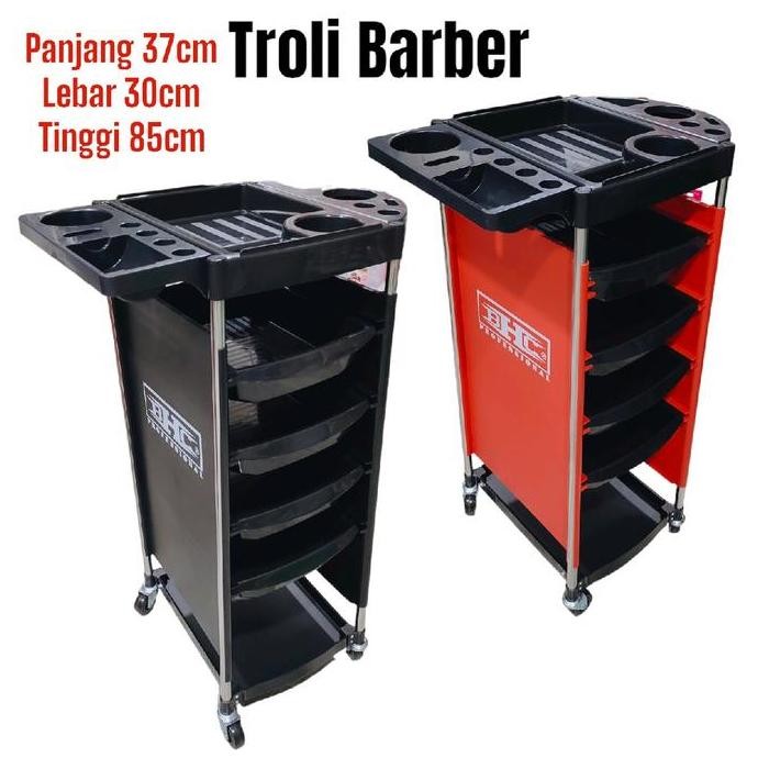 BHC Troli Barber Shop 5 Susun Merah Trolley Barber Salon Pangkas Rambut Rak Susun Rak Barber Penyimp