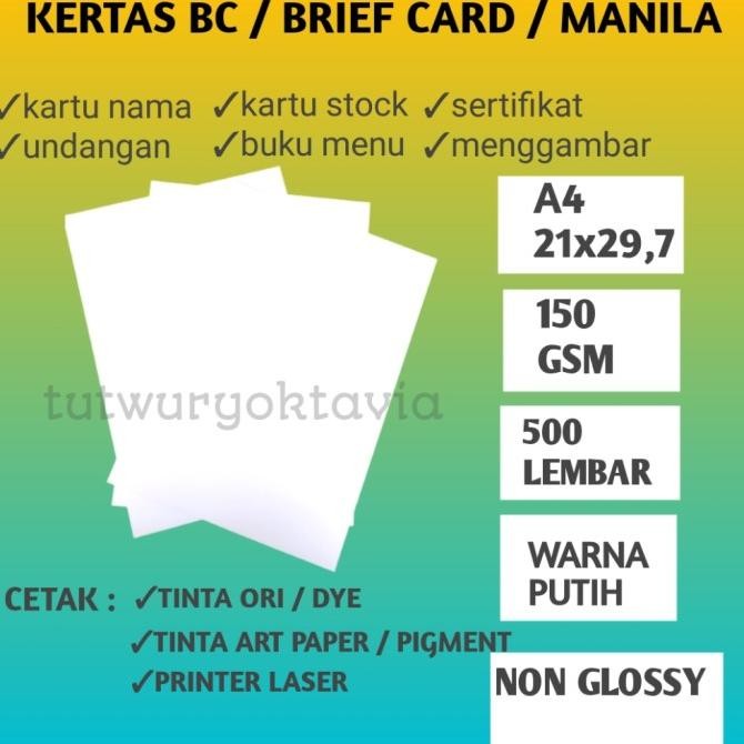 

TERMURAH - kertas bc 150 gram isi 500 lembar A4/ kertas brief card 150 gsm