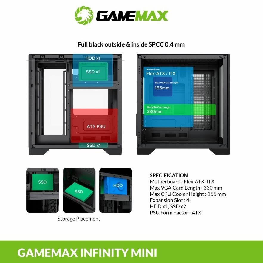 New Produck Casing Pc Gaming Gamemax Infinity Mini Itx / Casing Komputer Gaming Infinity Mini