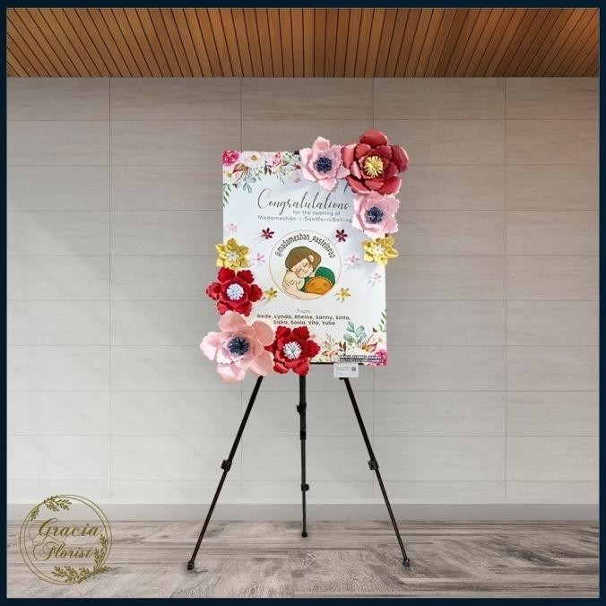 

Papan Bunga Digital Printing Bunga Kertas/Paper Flower Board + Tripod Terlaris