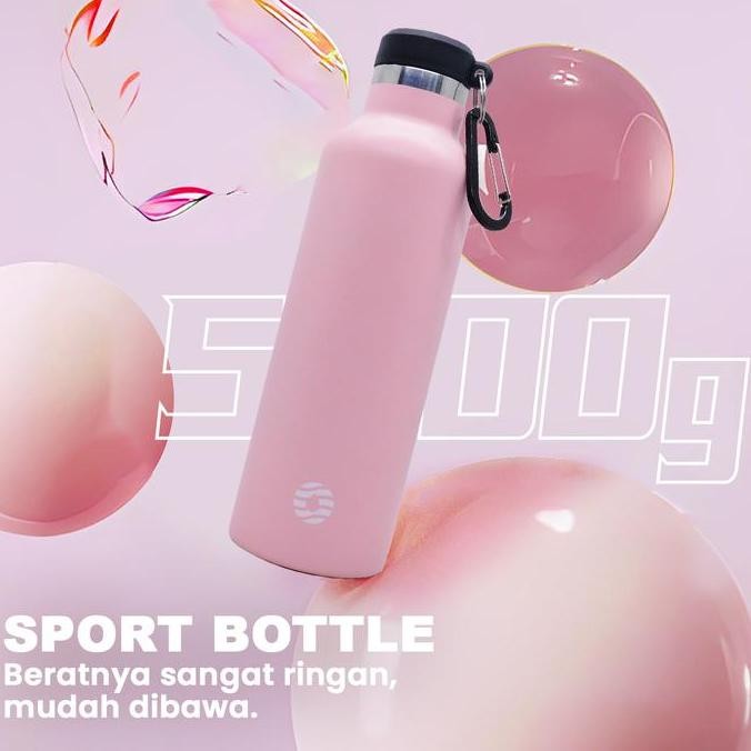 Fjbottle - Botol Minum Tumbler Olahraga Stainless Steel 750Ml Dengan Gantungan Free Tas Dan Sikat Bo
