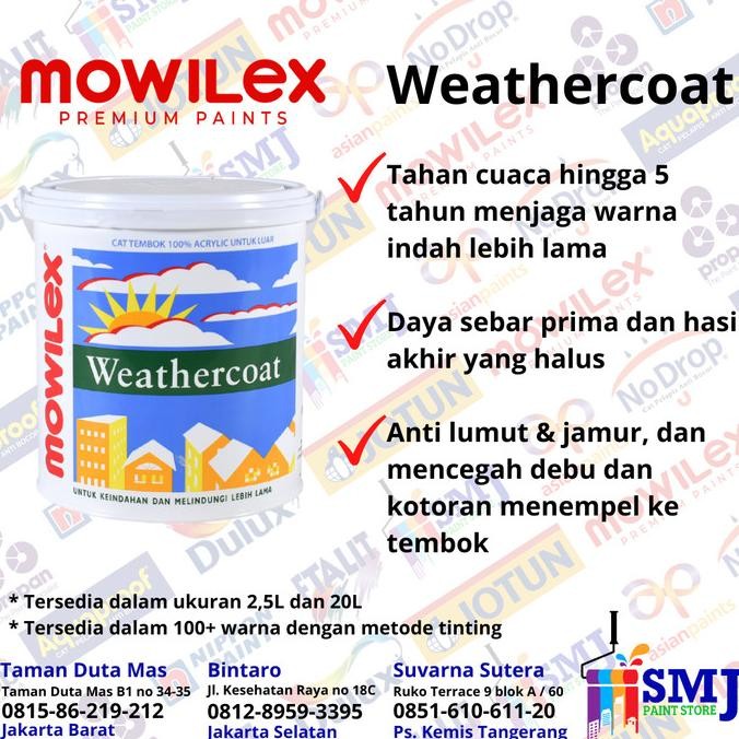 Cat Tembok Eksterior MOWILEX WEATHERCOAT W 1501 Putih / White 2,5L
