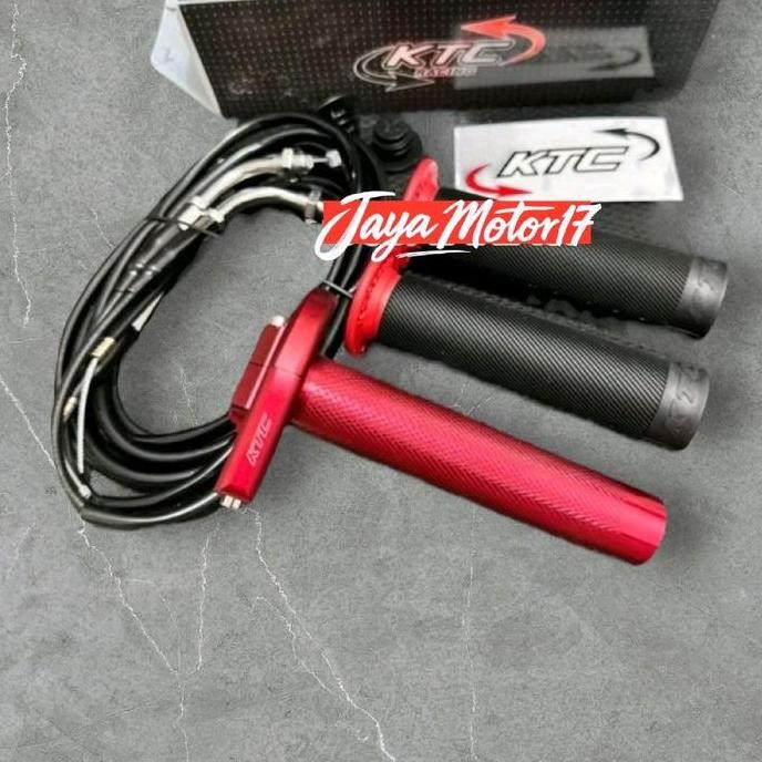 ORIGINAL KTC RACING GAS SPONTAN 2 KABEL + SEPASANG HANDGRIP KTC BULU UNIVERSAL / NMAX PCX NINJA MIO 