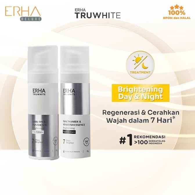 TERBARU - ERHA Paket Pemutih Wajah 2 Pcs - Truwhite Brightening Day Cream & Night Cream Mencerahkan 