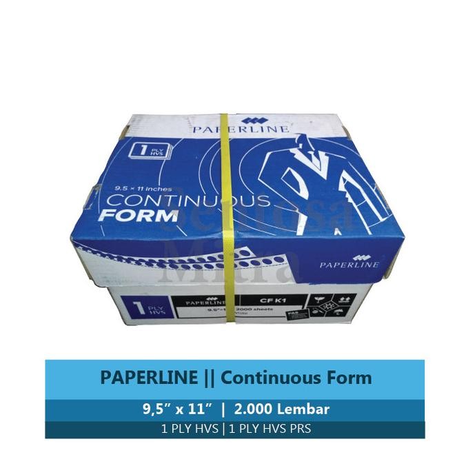 

TERMURAH - Paperline Continuous Form Kertas Komputer 1 ply HVS PRS 9.5 x 11 inch