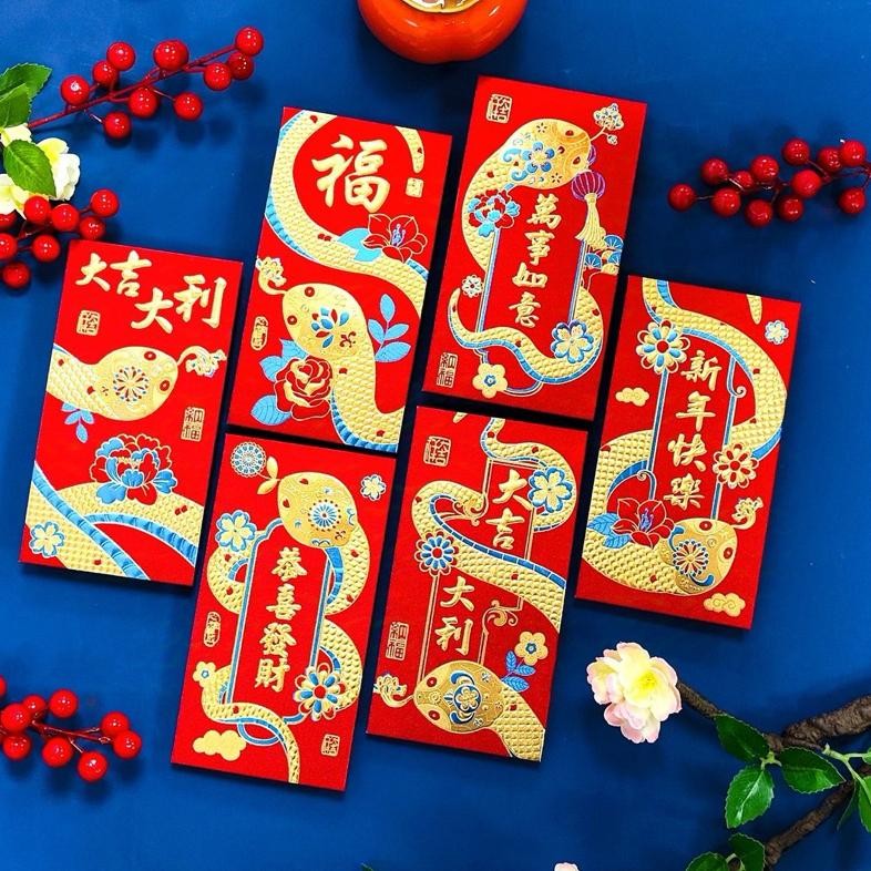 

gha-65 ANGPAO 3D PANJANG ISI 6 PCS SNAKE DRAGON IMLEK tahun naga hongpao lucu premium o Sale
