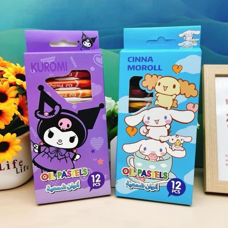 

we-53 CRAYON MEWARNAI SET ISI 12 PCS oil pastel coloring pensil warna warni perlengkapan menggambar anak Original