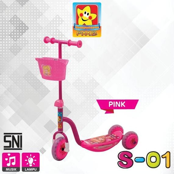 Sale Pmb S 01 Mainan Anak Skuter Roda 3 Pink Sensor Musik Lampu Pmb S01 Scooter Skuter Lampunya Ada