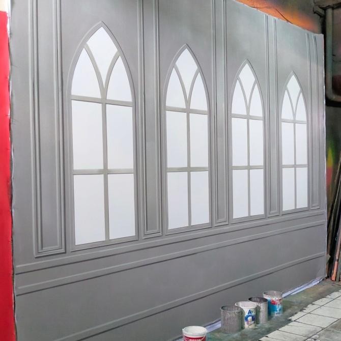 TERBARU - background studio foto motif jendela abu2 UK 4x3m