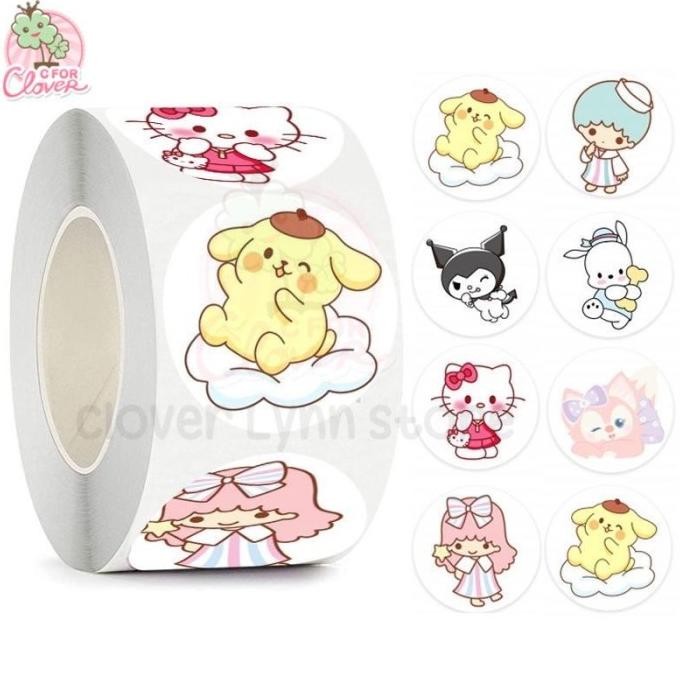 

Aw89 STICKER 500 PCS/ROLL CUTE CHARACTER PICTURE bulat stiker gulung lucu Viral