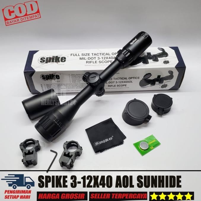 TERBARU - TELESKOP SPIKE 3-12X40 AOL TELESCOPE SPIKE 3-12X40 AOL TAHAN GETAR