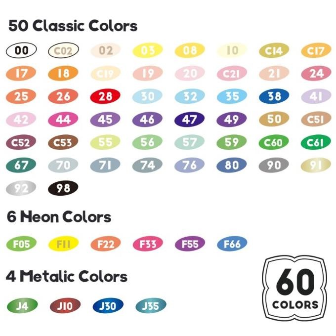 

ARRTX ACRYLIC BRUSH MARKER/SPIDOL 60A (BASIC/NEON/METALLIC COLOR)