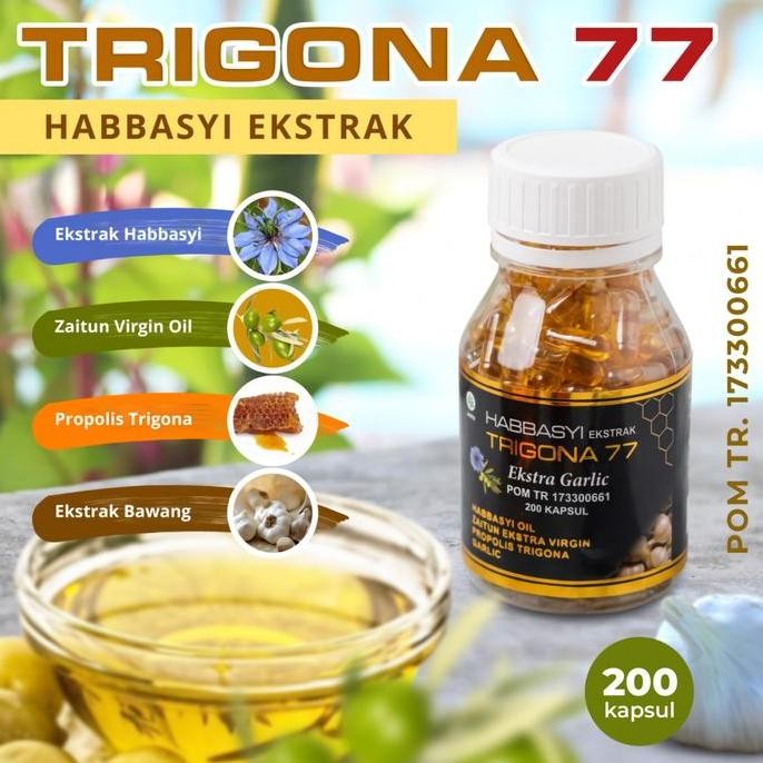 

(200 Kapsul) Habbasyi Trigona 77 Kapsul Minyak Habbatussauda Plus Zaitun Propolis Garlic NUG