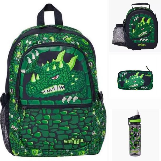 &<&<&<&] SMIGGLE Attach Hey Black Dragon Bakpack Lunchbag Wallet Pencil Case