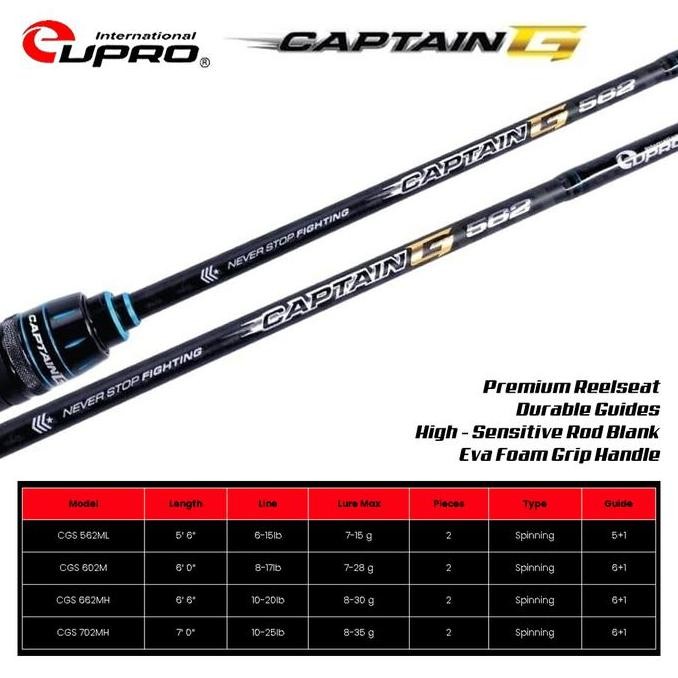 Sale Eupro Joran Pancing Spinning Captain G 165Cm - 198Cm Sambung 2 Carbon Xsb Joran Pancing Galatam
