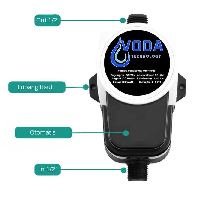 Pompa Pendorong Air Otomatis DC 24V Booster Pump 100 Watt Pompa Dorong murah