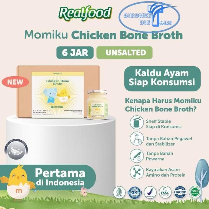 

Realfood Momiku Chicken Bone Broth Salted Dan Unsalted ISI 6 JAR DAN 12 JAR Terbuat Dari kaldu ayam murah