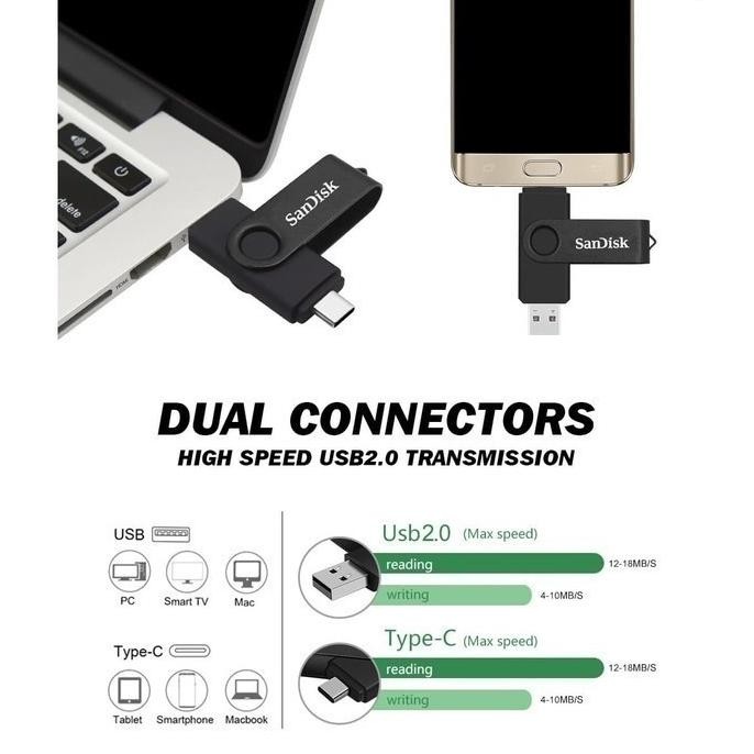 Flashdisk Otg 2 In 1 Type C Usb 3.0 Kapasitas 32Gb/64Gb/128Gb Portabel Flash Drive