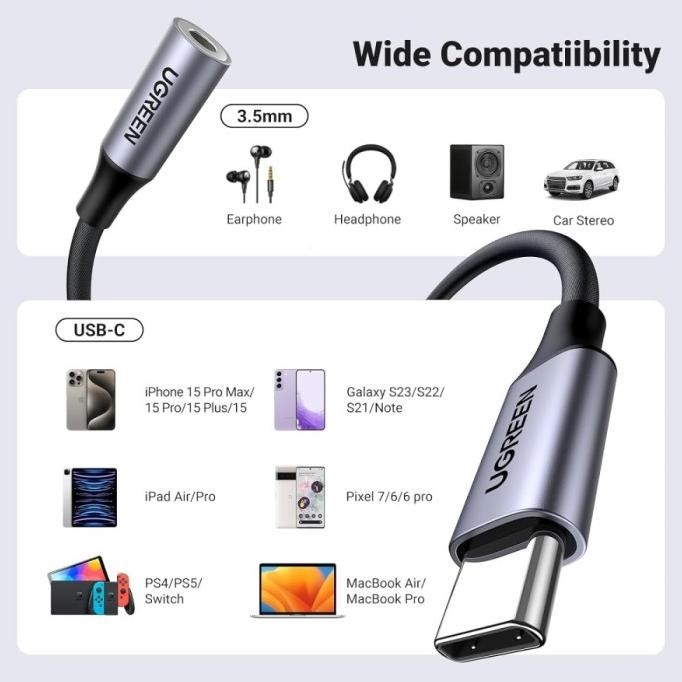 Grosir Ugreen Converter Splitter Iphone 15 Type C To Jack 3.5Mm Dac Open Mic