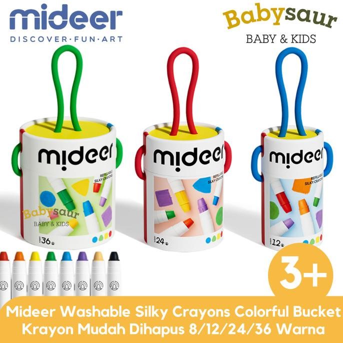 

Mideer Washable Silky Crayon Bucket 24 / 36 Warna Krayon Mewarnai Anak