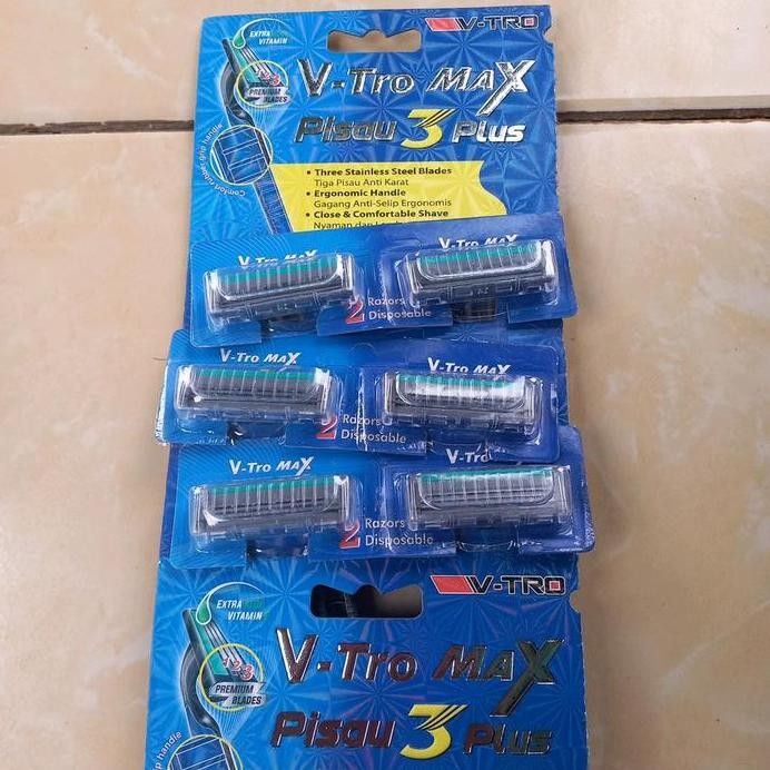 Pisau Cukur V-Tro Max Pisau 3 Plus 1 Lembar 24pcs - Razor Kumis Jenggot Pencukur murah