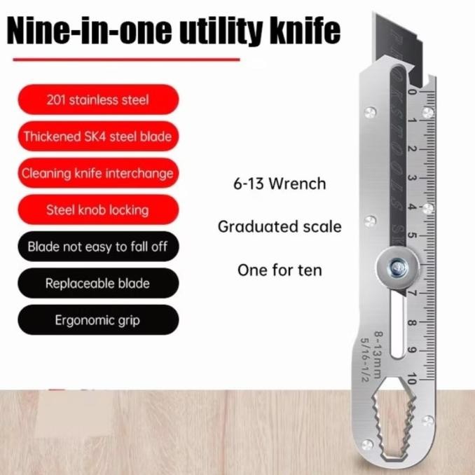 

Kualitas terbaik] Pisau cutter stainless multifungsi 9in1 cuter pisau tajam pemotongan serbaguna