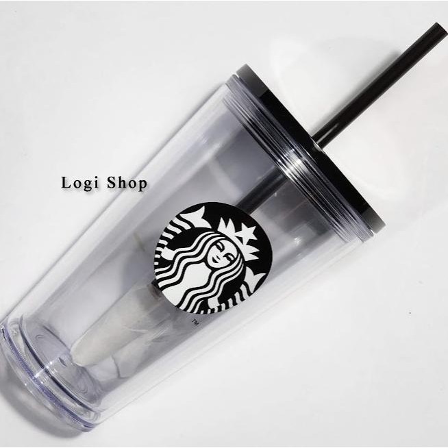 Sale Starbucks Tumbler Cold Cup Black Siren Logo Grande 16Oz