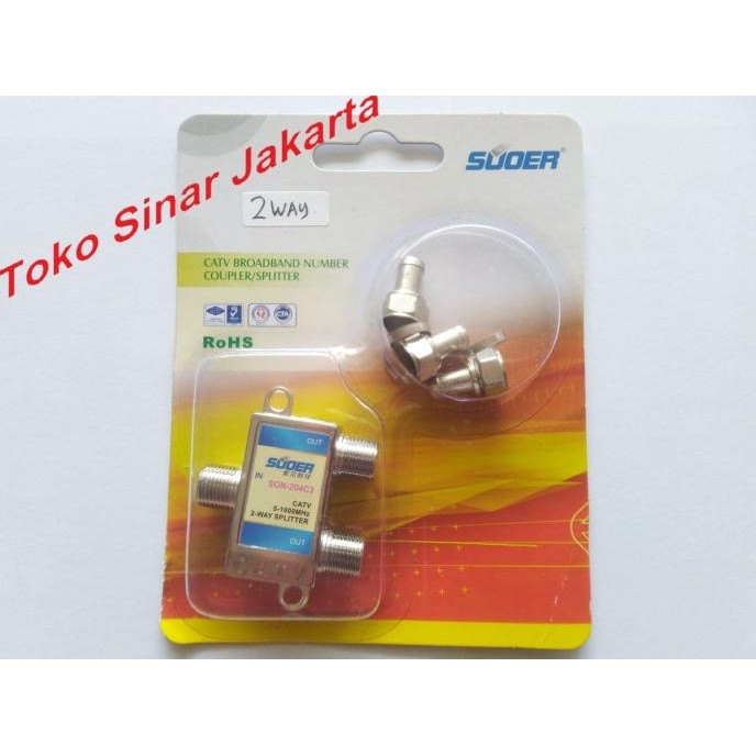 hanya disini] Splitter Spliter Cabang 2 Ways Ways Antena Antenna TV Televisi Sambungan Sambung Pemba
