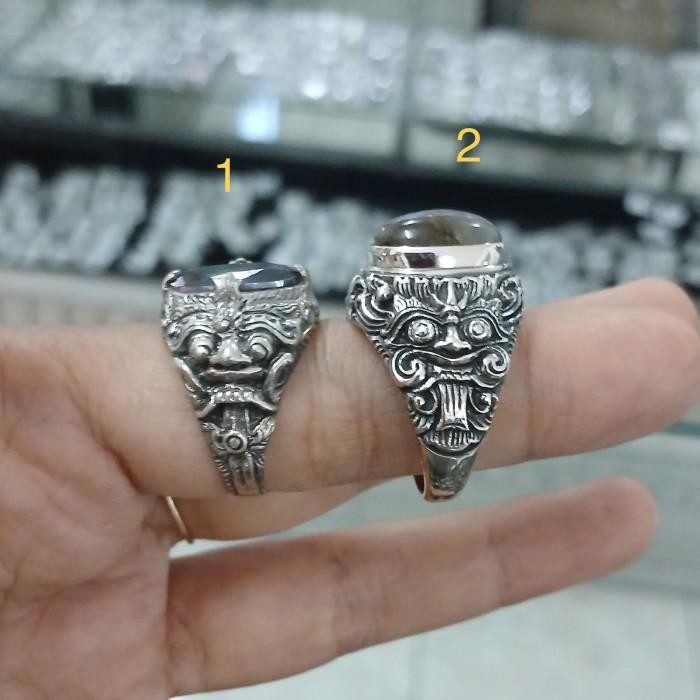 Emban Cincin Perak Bali Motif Rangda Permata (10X14Mm) Original Dan Terpercaya