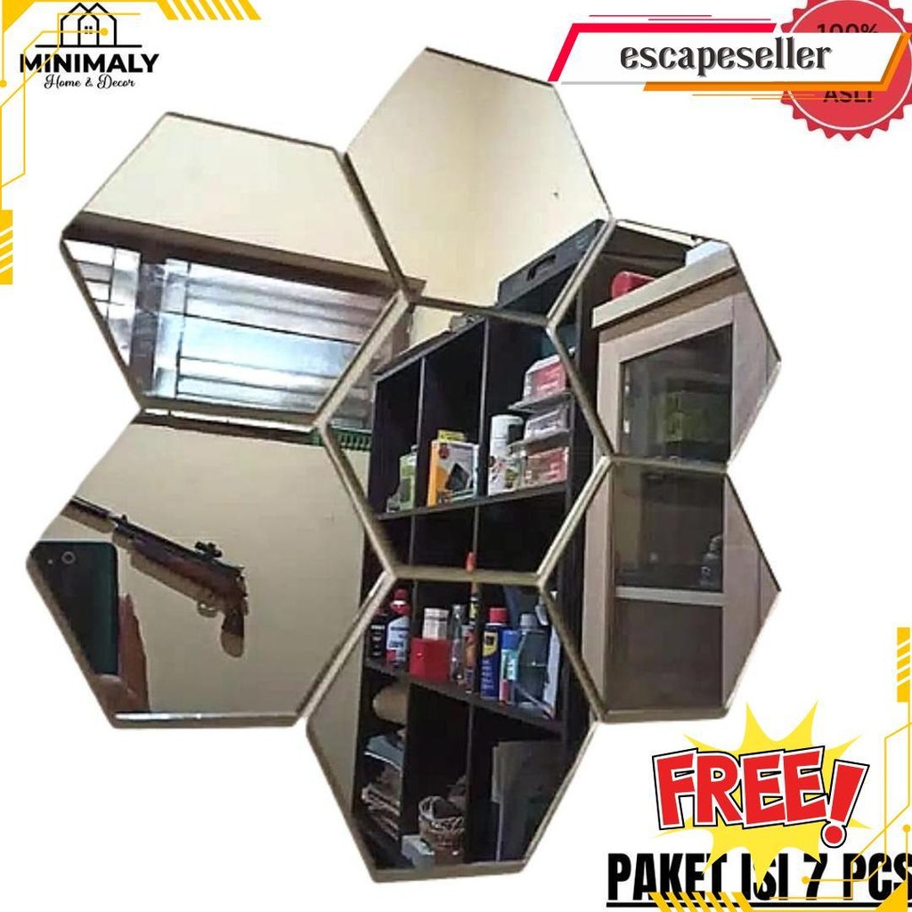 Minimaly11 Kaca Cermin Aesthetic (Paket Isi 7 Pcs)  Kaca Aesthetic Kamar Hiasan Dinding Aesthetic Ce