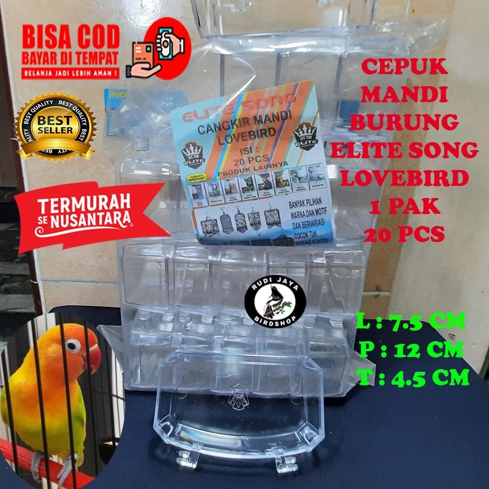 hj-77 Cepuk Mandi Lovebird Elite Song 1 Pak Segi 8 Melengkung Sangkar Kandang Besi Kapsul Burung Lov