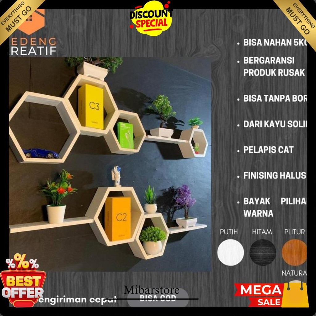 Rak Hexagona Rak Dinding Rak Hiasan Dinding Rak Dinding Hexagonal Rak Dinding Aesthetic Hexagonal Bi