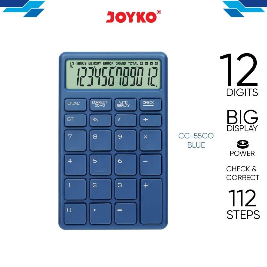 

ede-78 Kalkulator JOYKO CC 55CO - Calculator Check & Correct (Bisa Cek Ulang) 12 Digit Murah
